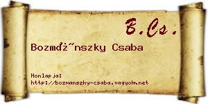 Bozmánszky Csaba névjegykártya